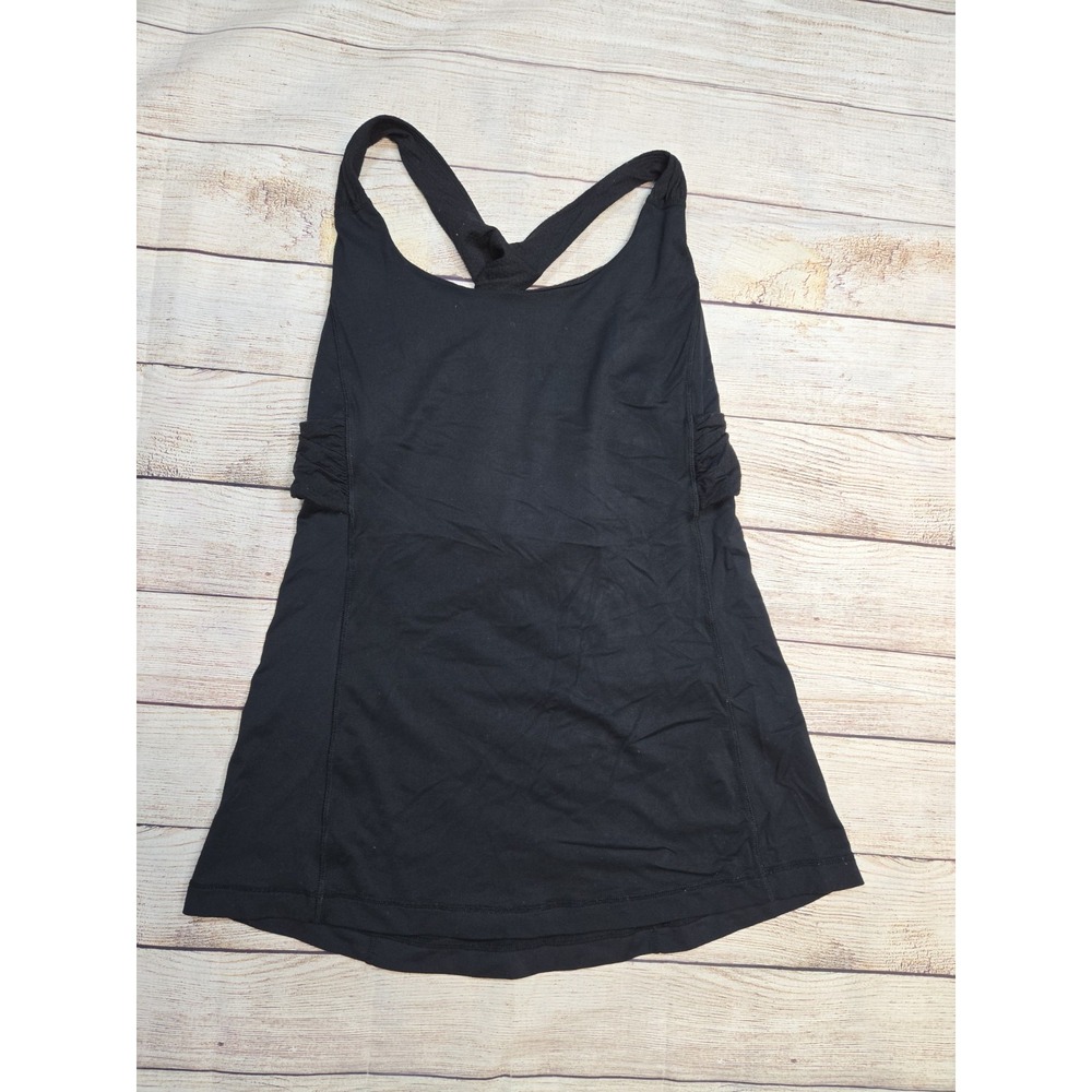 Lululemon Women's Black Workout Tank Top Size 8 Twist Back No Pads Adjustable